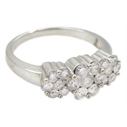 18ct white gold round brilliant cut diamond flower head cluster ring by Iliana, hallmarked, total diamond weight approx 1.00 carat 