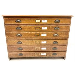Early 20th century oak plan chest, six drawers