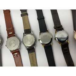 Twelve manual wind wristwatches including MuDu, Kenwell, Cauny, Technos, Bernex, Kienzle, Royce, Emka, Ery, Accurist and Chalet, all with subsidiary seconds dials