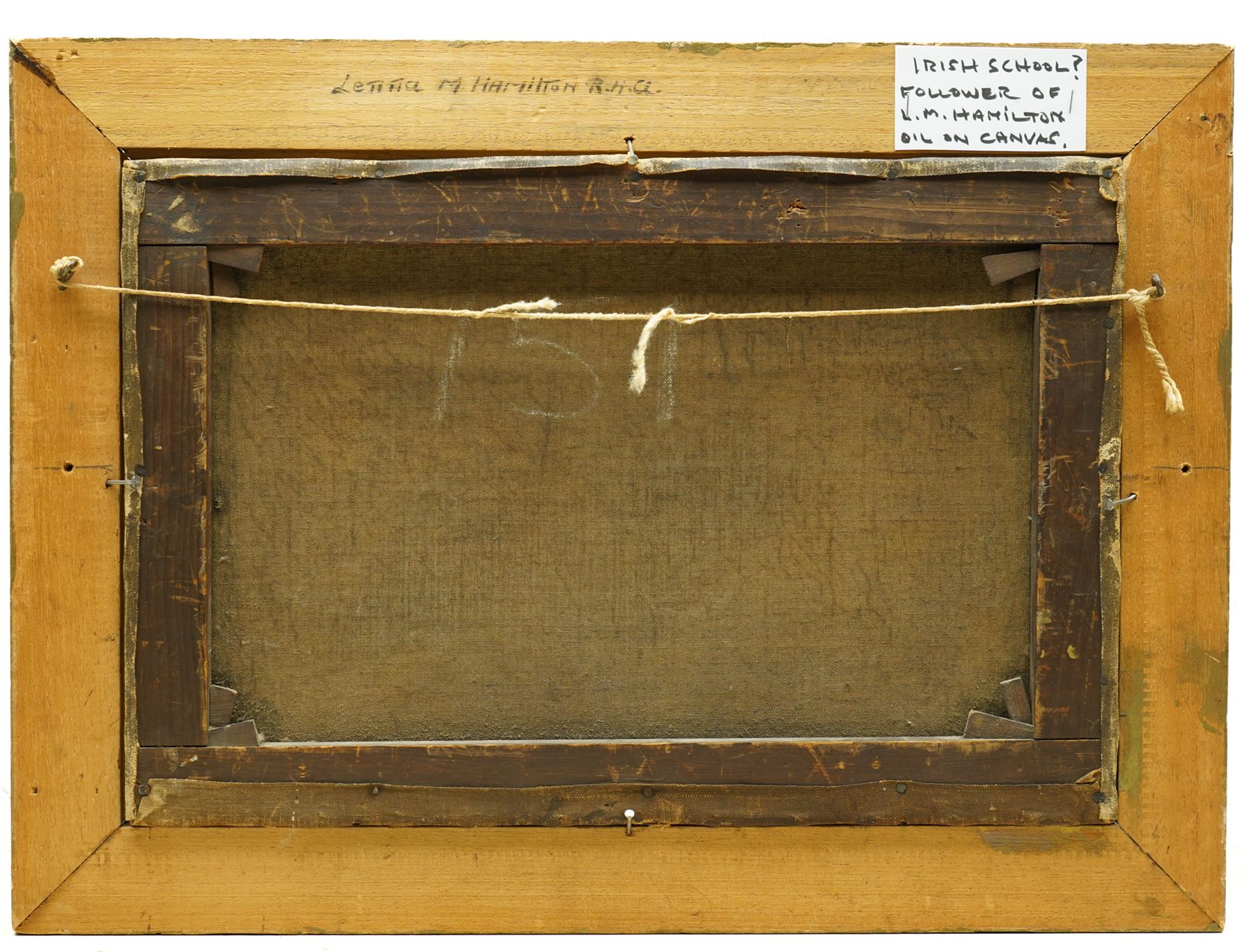 Circle of Letitia Marion Hamilton (Irish 1878-1964): The Thatched Barnhouse, oil on canvas inscribed verso 30cm x 45cm