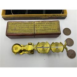 Jaeger-Le Coultre military pocket watch, the back case engraved G.S.T.P 037076, with broad arrow, together with a Pratima stop watch, 9ct gold bar brooch with clip, 9ct gold bangle with metal core, pair of gold plated spectacles and a set of Simmons sovereign scales, in original box