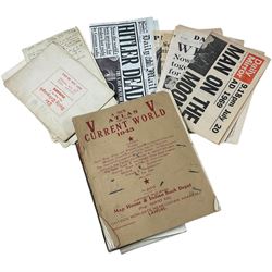 Collection of historic newspapers to include man on the moon, Hitler dead etc, together wi...