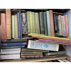 Collection of books to include Readers Digest Great World Atlas, the Macmillan Encyclopedia, poetry books, art reference books etc, in four boxes    