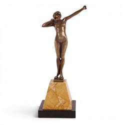 After Paul Philippe, Le Reveil, patinated bronze, upon a marble base, H30cm