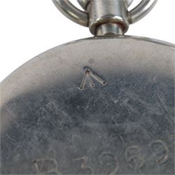 Two pocket watches, comprising silver open-faced example with enamel dial and subsidiary seconds dial, hallmarked and a military issued example engraved B39693 with broad arrow verso