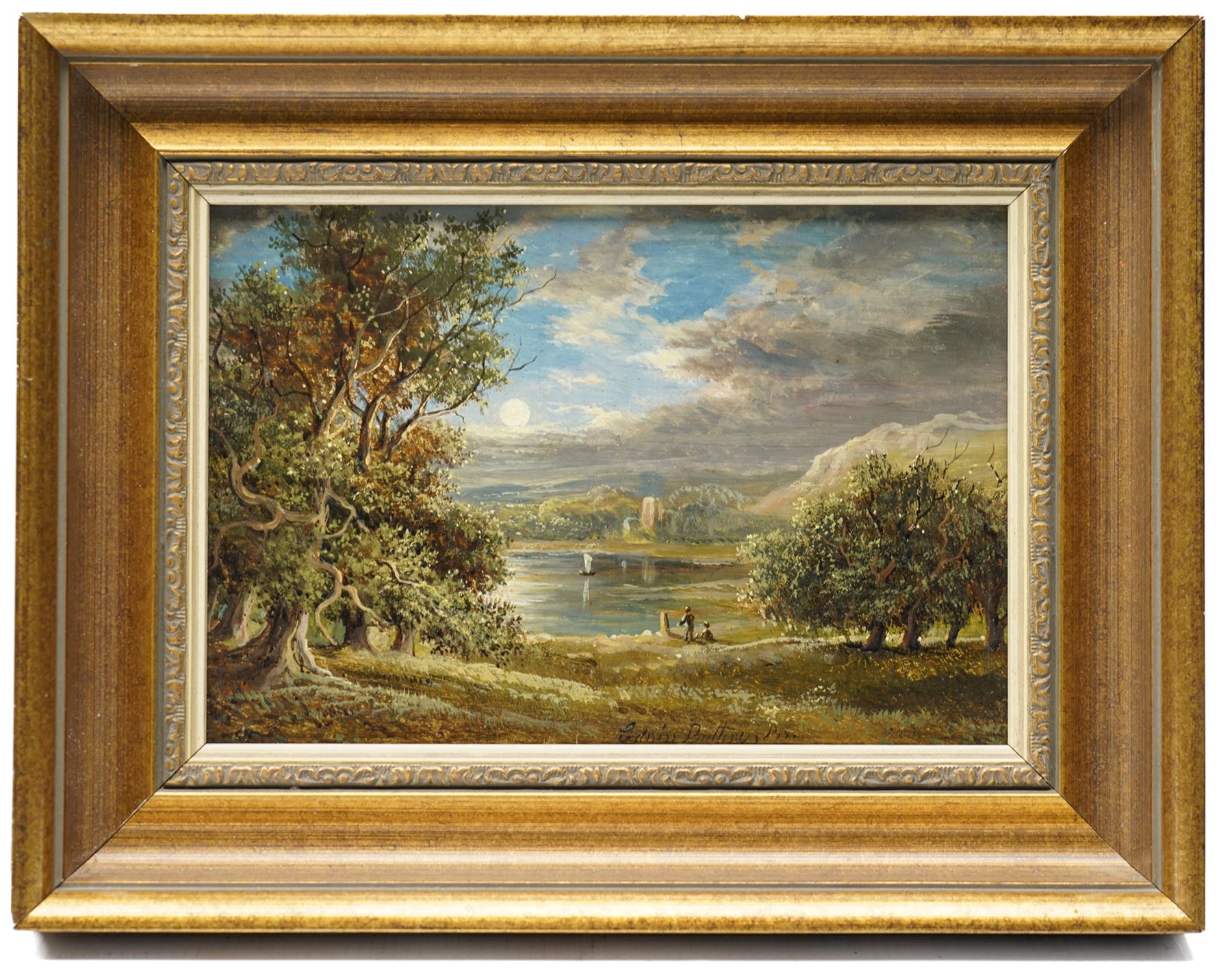 Edwin Buttery (British 1839-1908): Landscapes with Figures along the River Bank, set of three oils on panel signed 12cm x 18cm (3)