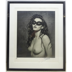 Bob Carlos-Clarke (British 1950-2006): Nude with Eye Mask, limited edition photographic print No.473/500 pub. 1994 signed and numbered in pen with Ilford Limited Edition blindstamp 53cm x 43cm