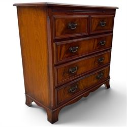 Charles Barr - mahogany bachelor's chest, with brushing slide two short over three long drawers with moulded edges, shaped apron raised on bracket feet