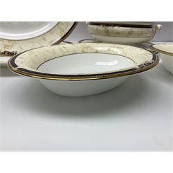 Wedgwood Cornucopia part dinner service, comprising six dinner plates, six soup bowls, six bowls, two serving platters, two oval dishes, covered serving dish, sauce boat and saucer (25)