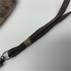 Mid 20th century Swedish barrel/sloyd knife by Segerstrom, with wooden handle and leather strap, stamped Segerstrom Eskiltuna Sweden, blade 8cm