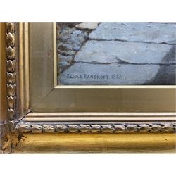 Elias Mollineaux Bancroft (British 1846-1924): 'Arguments Yard - Old Whitby', watercolour and gouache signed titled and dated 1883, further titled signed and dated with artist's address '30 Plymouth Grove Manchester' verso 76cm x 55cm