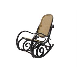Early 20th century Michael Thonet design bentwood rocking chair, with cane seat and back