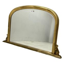Victorian design gilt framed overmantle mirror, arched form with bevelled plate