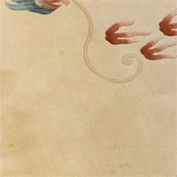 Late 20th century Chinese wool carpet, cream field with five stylized dragons arranged in a circular formation around a central flaming pearl motif, dragons depicted with elongated bodies and clawed feet amongst stylized cloud forms, enclosed within a narrow inner border and a wider outer border decorated with traditional Chinese motifs and symbols