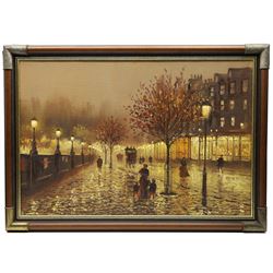 John Bampfield (British 1947-): Autumnal Evening on a Paris Street, oil on canvas signed 50cm x 75cm
