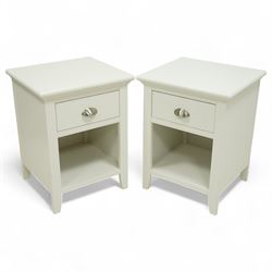 Barker & Stonehouse - pair of Carrington white bedside chests, each with moulded rectangul...