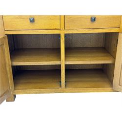 Oak Furnitureland, golden oak sideboard. Three single draws, three cupboard doors with single shelf