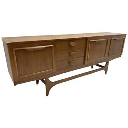 Stateroom by Stonehill - mid-20th century teak sideboard, fitted with single cupboard, double cupboard and three drawers