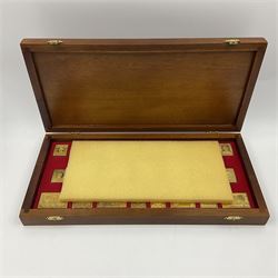 Danbury Mint sterling silver hallmarked stamp ingot set of twenty-five, housed in a fitted wooden case