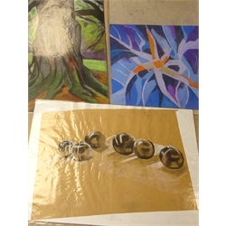  Still Life's and Abstract Forms, collection of contemporary pastels and mixed media's on paper by Dorothy Thelwall unsigned 86cm x 60cm unframed (16)  Notes: from her Studio collection Ripon   