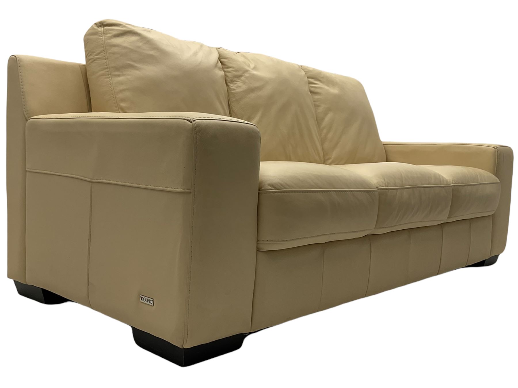Violino Italian three seat sofa, upholstered in cream leather