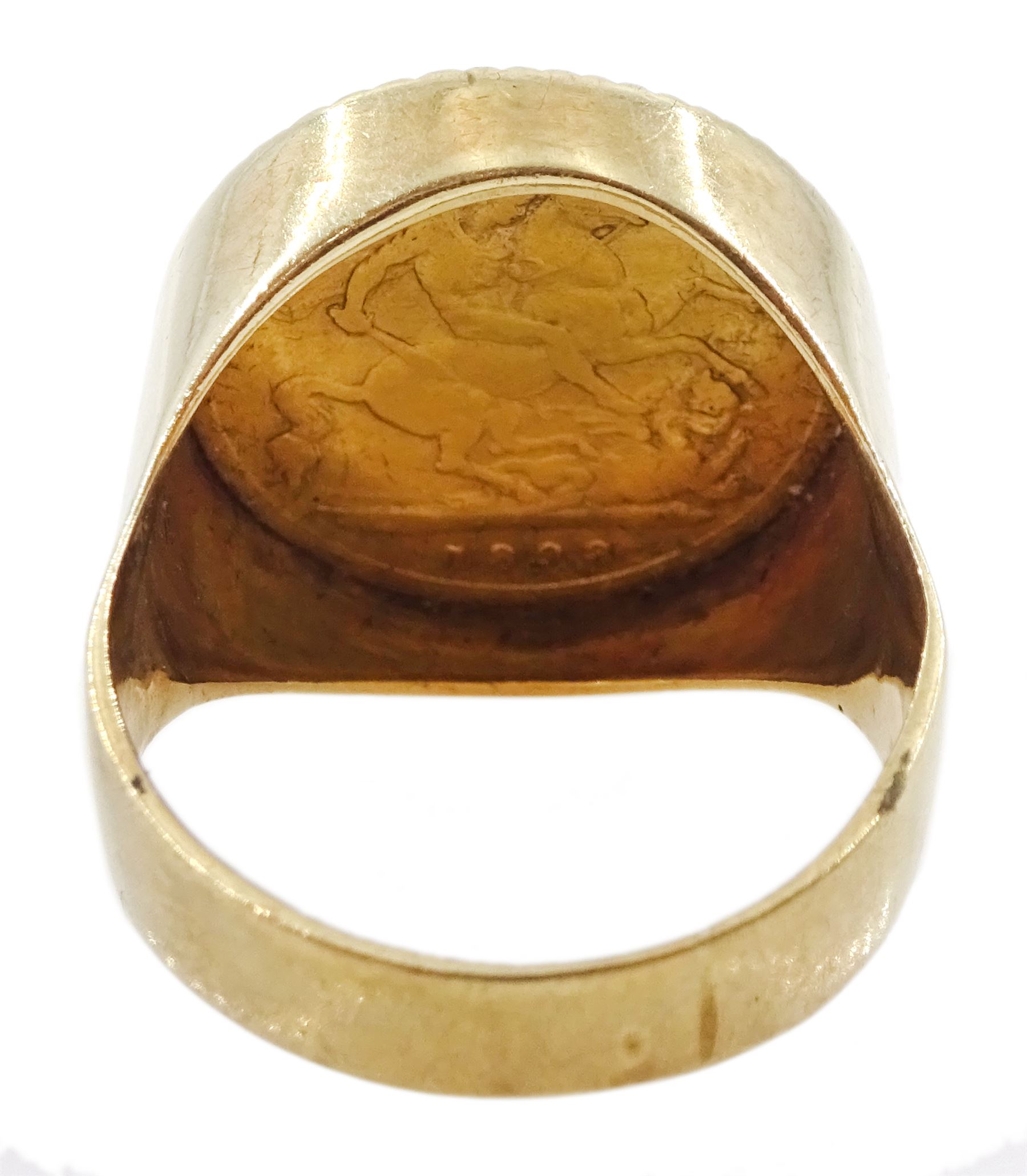 Queen Victoria 1898 gold half sovereign coin, mounted in 9ct gold ring