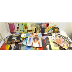  Collection of Vinyl LPs and singles including Barbra Streisand 'Love Songs', Bruce Springsteen 'The River', Cliff Richard 'Rock 'n' Roll Juvenile', Commodores 'Natural High', Diana Ross, Elton John 'A Single Man', Elvis, Kool & The Gang 'In The Heart', Whitney Houston and other music, in one box (94)  
