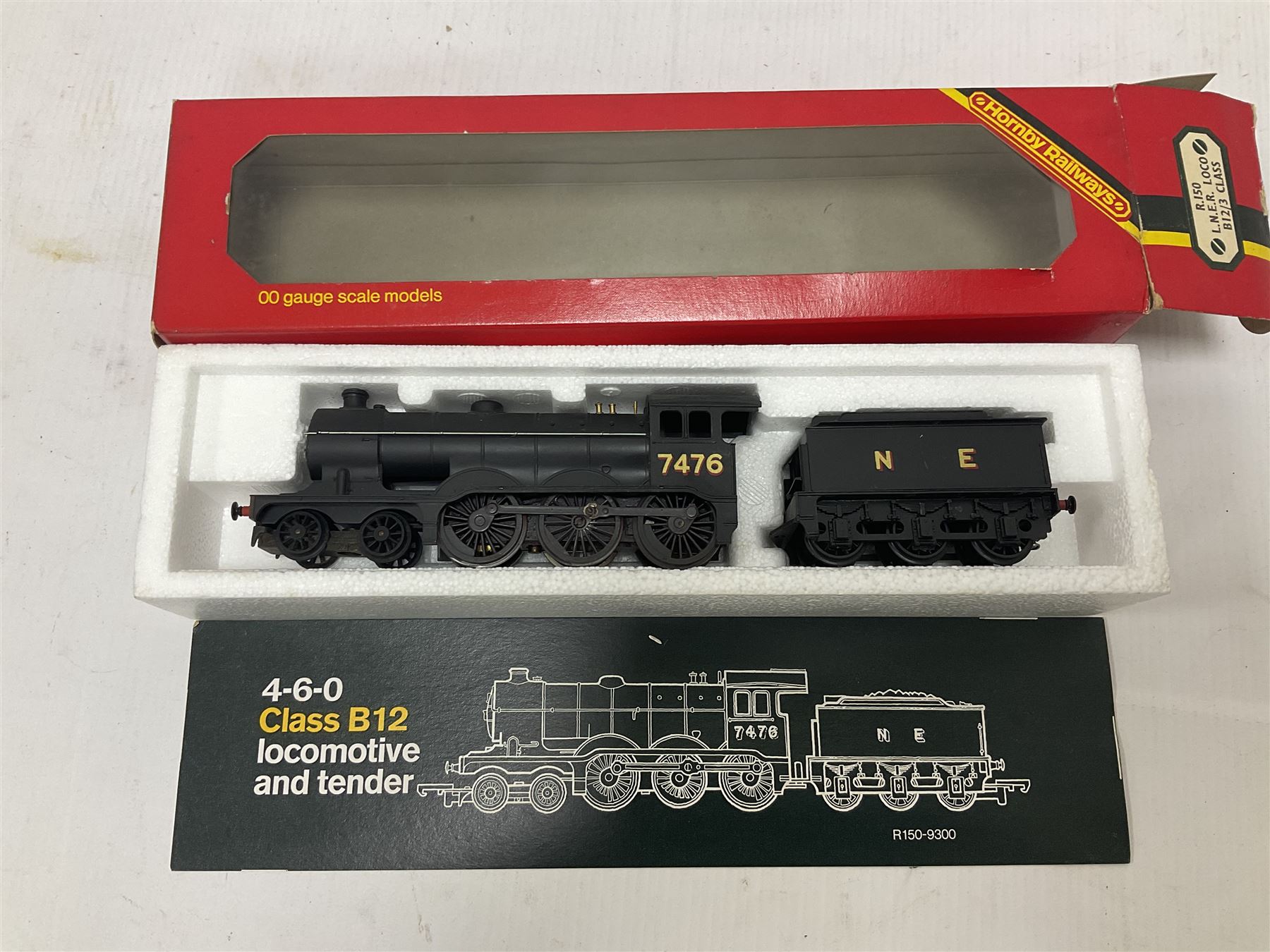 Hornby ‘00’ gauge - Class B12 4-6-0 locomotive no.7476 in LNER black; Midland Railway 4-4-0 compound locomotive no.1000 in MR maroon; Class 4P 4-4-0 compound locomotive no.41043 in BR black; Class 9F 2-10-0 ‘Evening Star’ locomotive no.92220 in BR green; in original boxes (4)