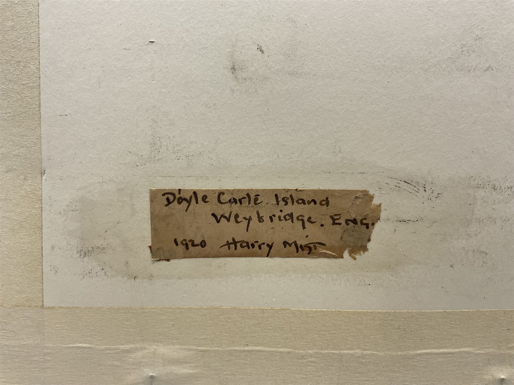 Henry Masterman Mist (Canadian 1871-1954): 'D'Oyly Carte Island - Weybridge', watercolour signed with initials, titled and dated 1920 verso 26cm x 32cm 