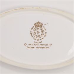 Royal Worcester Golden Anniversary pattern part dinner service for eight including dinner plates, side plates, bowls and desert plates, two serving dishes, covered tureen etc 