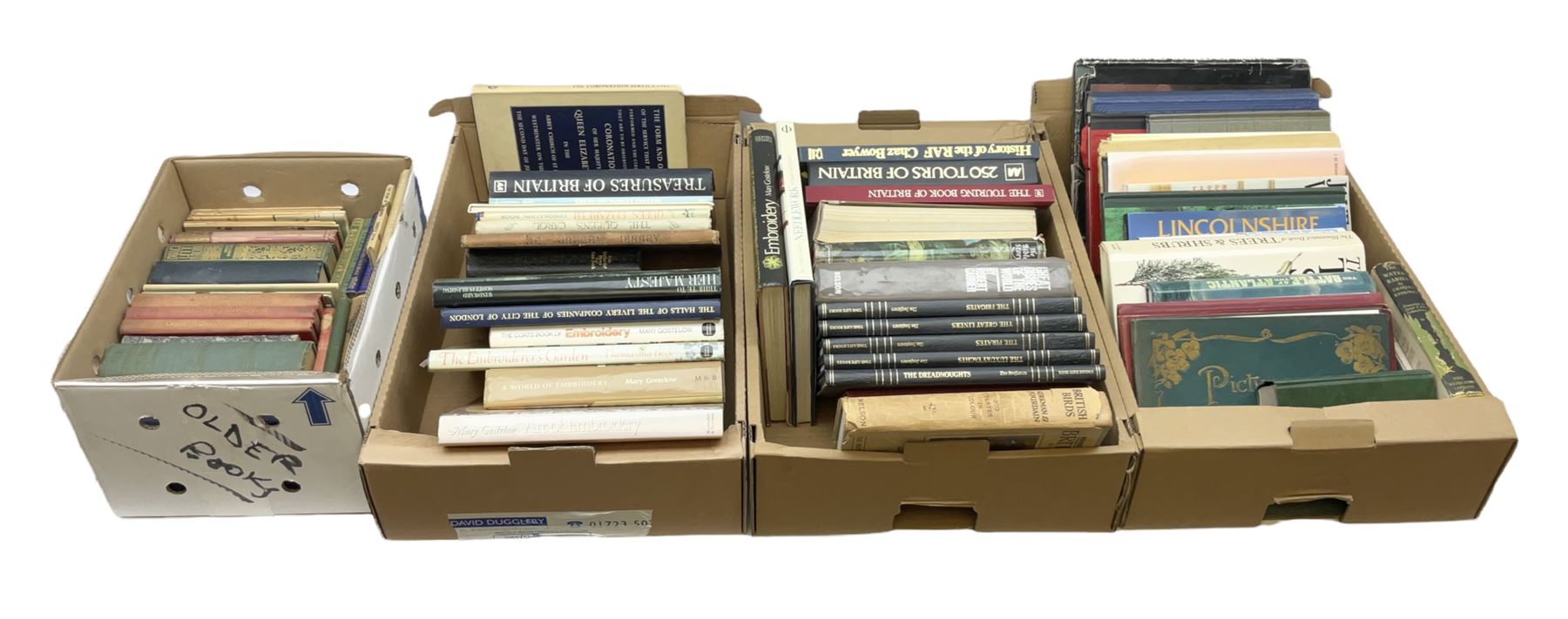 Collection of books, to include British Birds by F.B Kirkman and F.C.R Jourdain, five volumes of Time Life The Seafarers, books on embroidery etc, in four boxes 