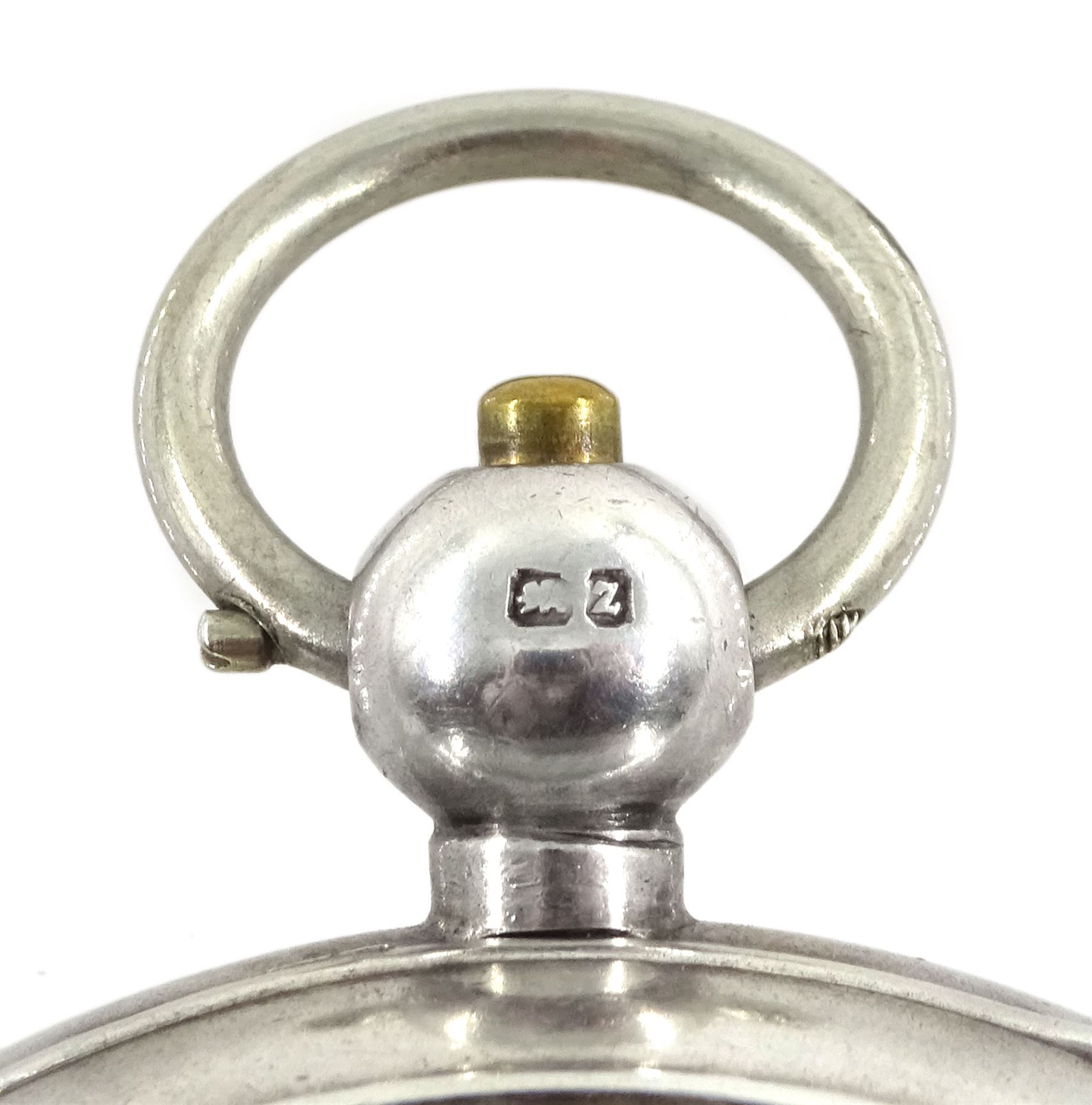 19th century silver open face key wound pocket watch by Waltham Mass, No. 845724, retailed by J.G. Graves, white enamel dial with Roman numerals and subsidiary seconds dial, engine turned case with engraved initials in cartouche, Birmingham 1899
