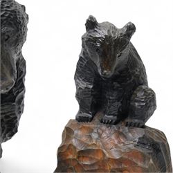 Black Forest style group of a bear and cub H34cm