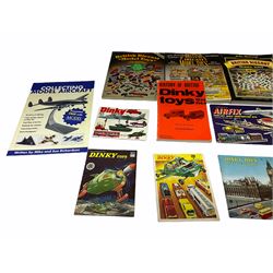 Dinky - five catalogues Nos.5,6,7 & 10 and Supertoys 1958; 1970s copy of Dinky Toys 1941-1950 Meccano Magazine Digest by Tony Stanford; History of British Dinky Toys 1934-1964 by Cecil Gibson; 1963 Second Edition catalogue of Airfix construction kits; three John Ramsay die-cast model price guides etc