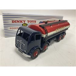 Dinky (Atlas Editions) - thirteen commercial vehicles comprising two x Foden 14-Ton Tanker No.942; two x Guy Van Spratts No.917; two Guy Van Heinz No.920; Guy Van Lyons; Fire Engine No.32E; three x Bedford TK Tipper Truck No.435; Guy 'Warrior' Flat Truck No.432; and Brewery Flat Truck No.588; all mint and boxed (13)