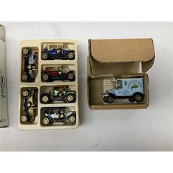 Collection of Diecast model vehicles, including Lledo The Golden Days of the Film Industry limited edition set, Lledo H Samuel boxed vehicle, and other similar examples 