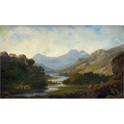 Attrib. William Ward Gill (1823-1894): Mountain Valley Landscape, oil on canvas unsigned 26cm x 43cm