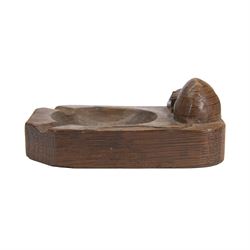 Mouseman - tooled oak ashtray, rectangular form with canted and rounded corners, carved with mouse signature, by the workshop of Robert Thompson, Kilburn, W10cm