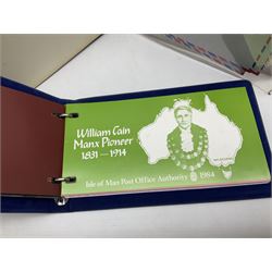 Stamps including first day covers, Royal Mail PHQ cards, Australia, Germany, Canada, Cyprus, Ceylon, Falkland Islands, France etc, housed in various albums, in one box