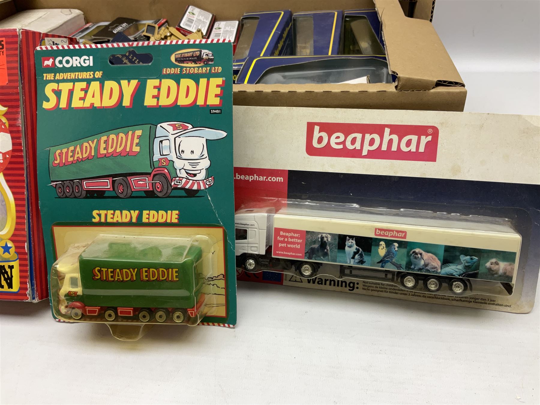 Collection of die-cast models including thirty-three K H Norton vehicles, Action City Fast Wheels, Gilbow Railway Collection, Matchbox Presents 'The Circus Comes to Town', loose models etc in two boxes