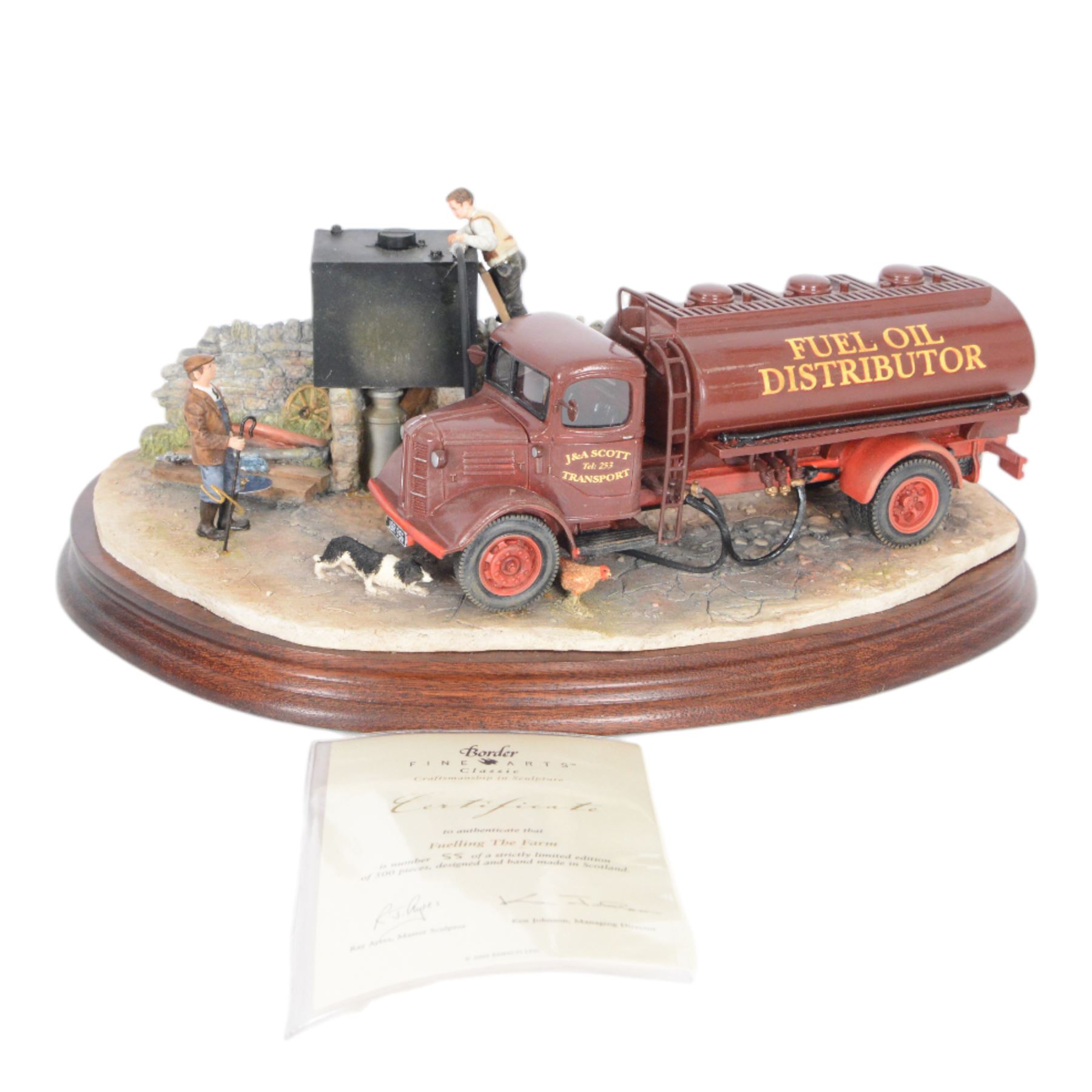 Limited edition Border Fine Arts 'Fuelling the Farm' no. B1161, limited edition no. 55/500, designed by Ray Ayres, boxed with certificate of authenticity