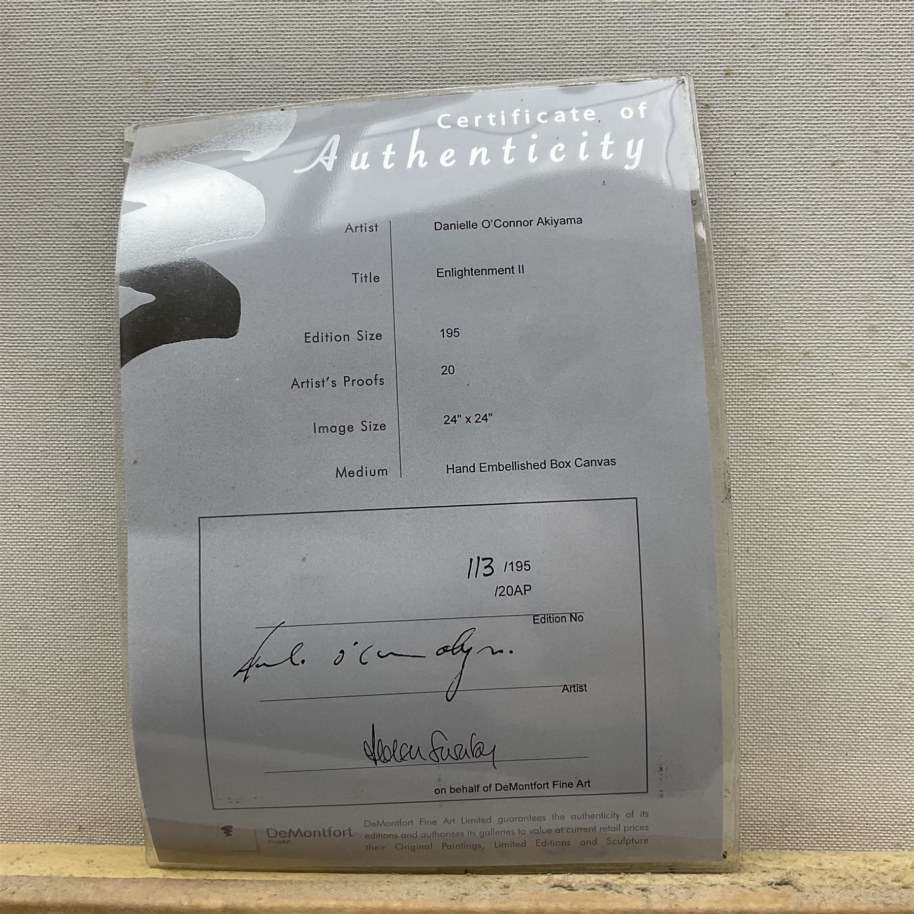 Danielle O'Connor Akiyama (Canadian 1957-): 'Enlightenment II', limited edition glazed embellished print on canvas signed and numbered 113/195, 61cm x 61cm