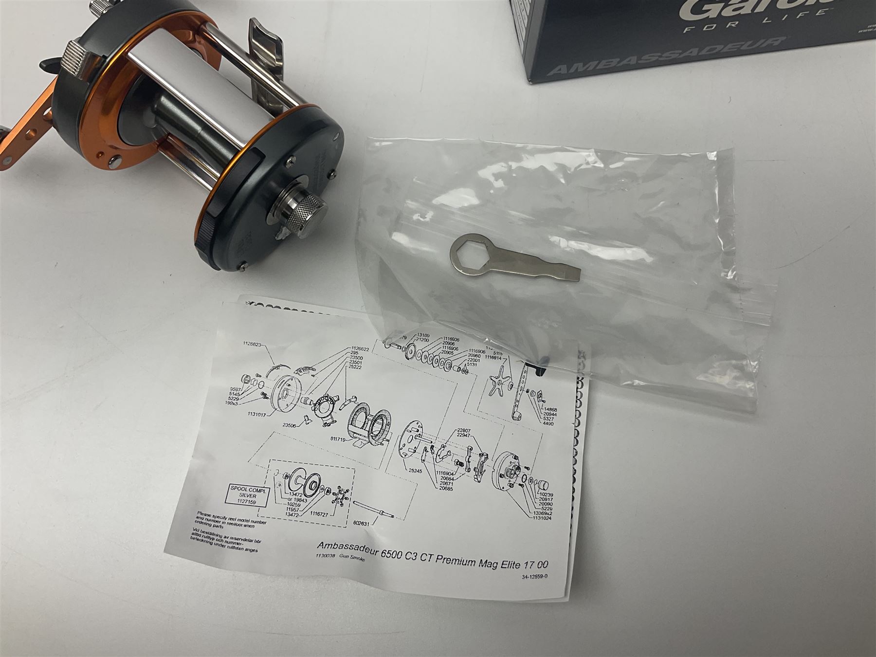 Three multiplier spool sea fishing reels, to include Swedish Abu Ambassaduer 700c Black, with spare spool, Swedish Abu Garcia Ambassadeur 6500 C3 CT MAG and Penn 515 MAG2, all boxed