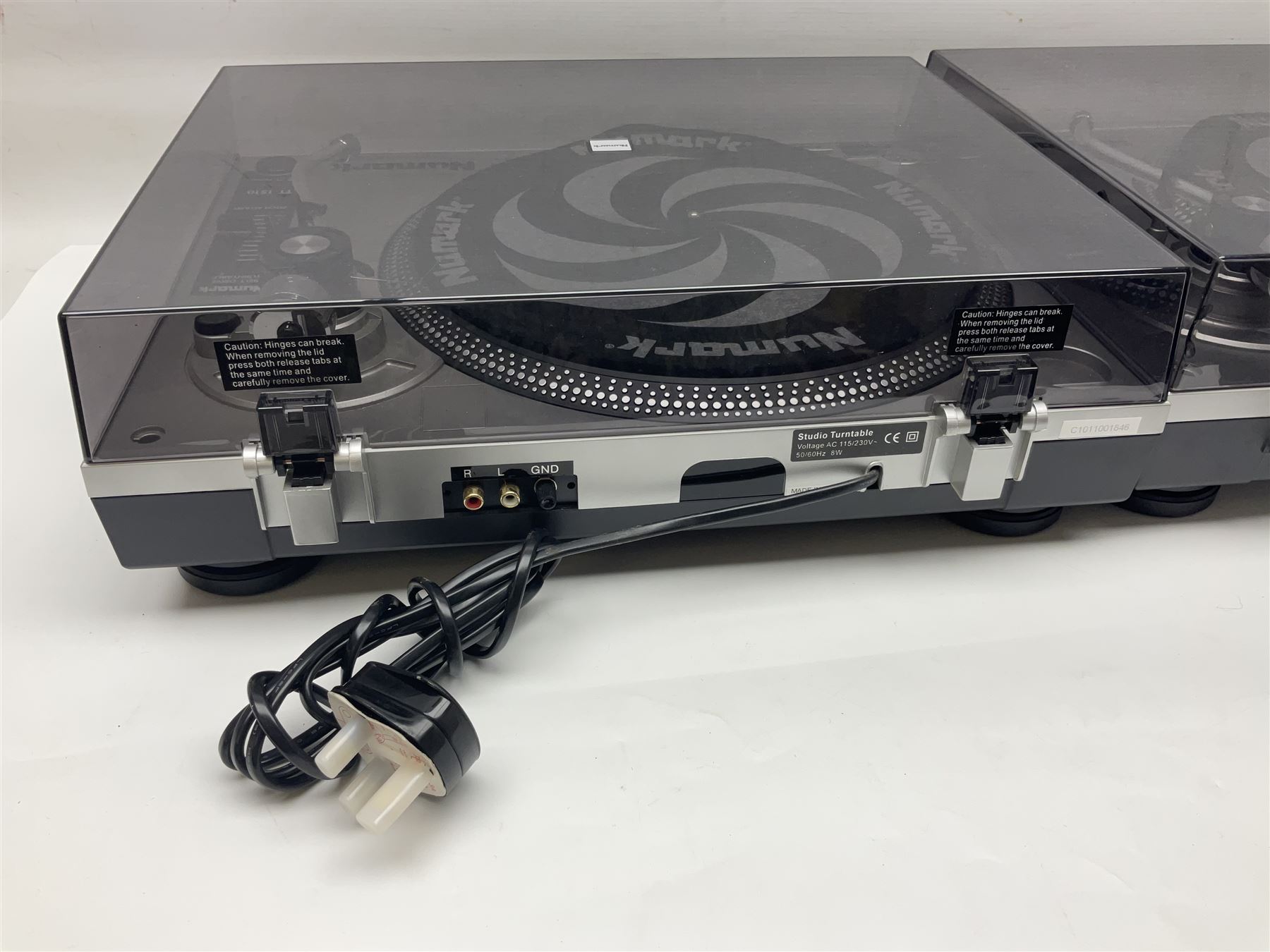 Pair of Numark TT-1510 DJ belt-drive turntables, serial nos.C1011001845 and C1011001846 (no cartridges); with paperwork