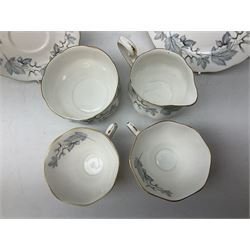 Royal Albert pert tea service in Silver Maple pattern, comprising six cups and saucers, milk jug, open sucrier, six dessert plates and cake plate (21)