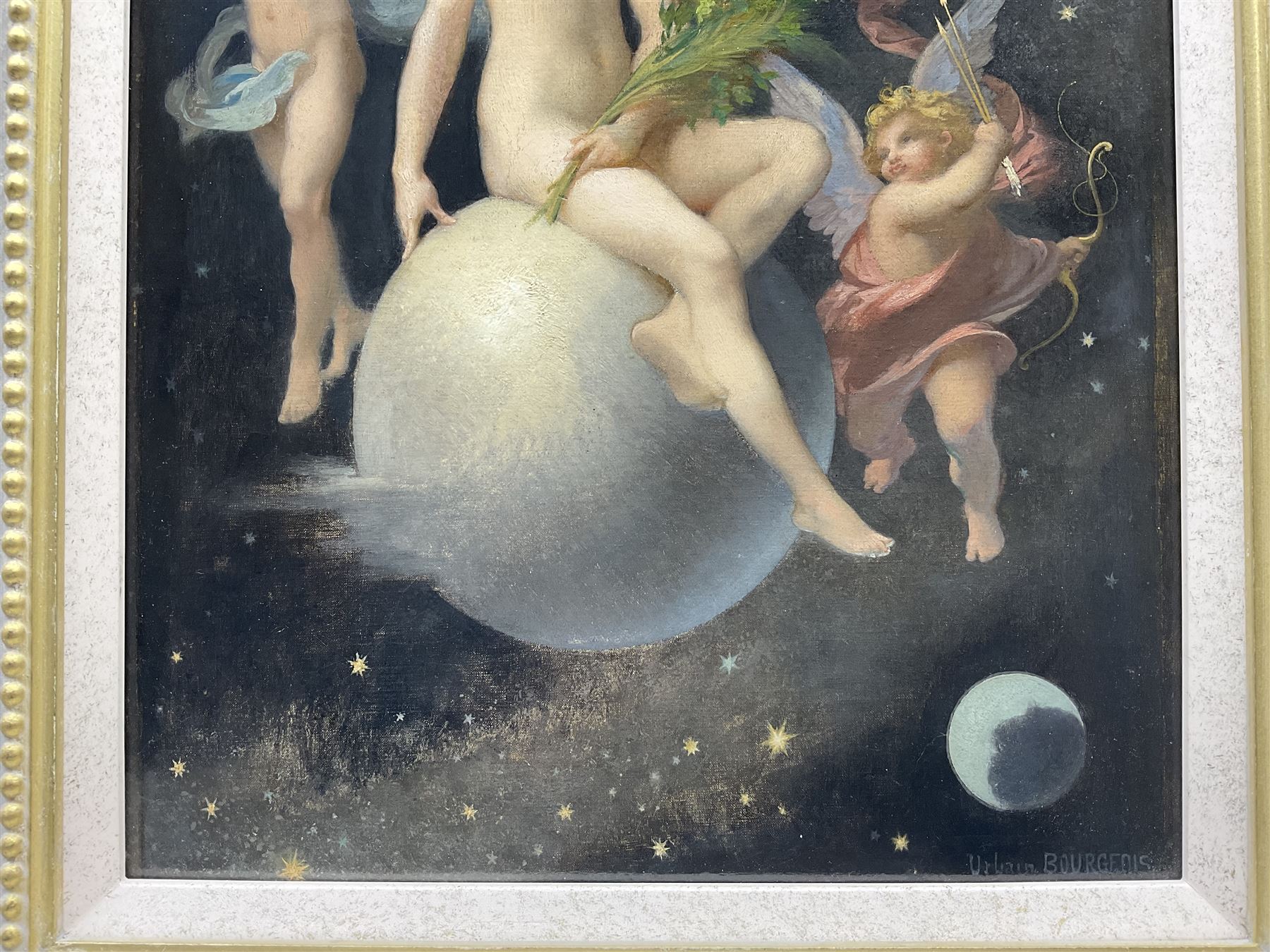 Urbain Bourgeois (French 1842-1911): The Crowning of Venus, oil on canvas signed 41cm x 32cm 
Provenance: private collection, purchased Christie's London 12th September 2013 Lot 156