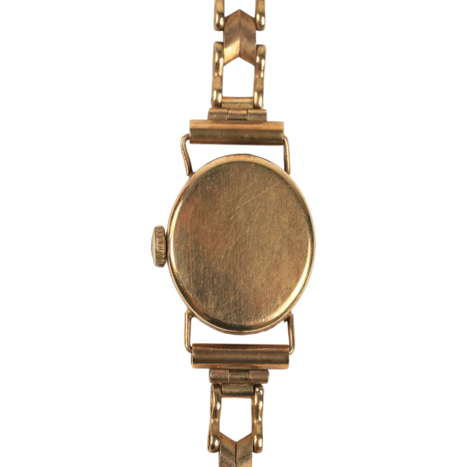 Tissot Stylist ladies 9ct gold manual wind wristwatch, on 9ct gold bracelet, hallmarked