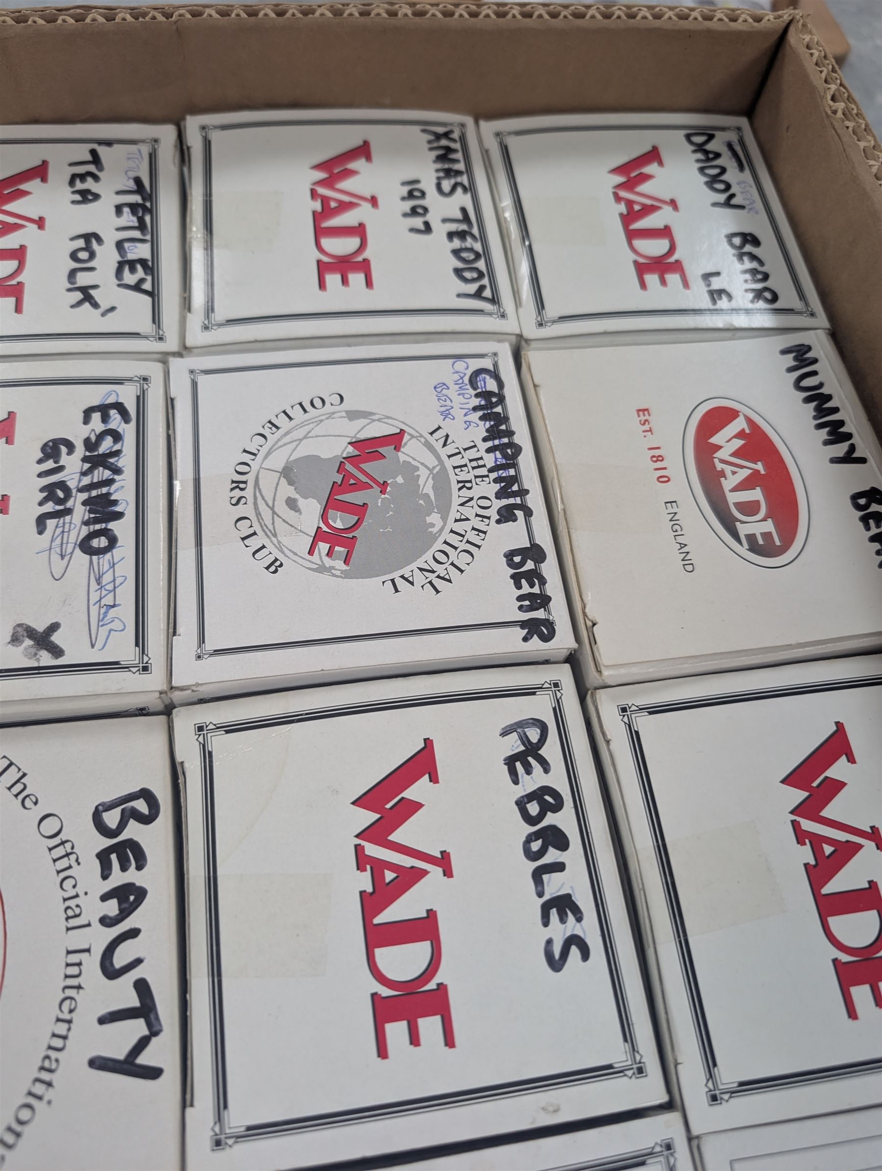 Collection of boxed Wade figures, including Arthur Hare, Alice, White Rabbit, Tetley Tea Folk etc