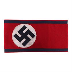 WWII Third Reich SS armband, with swastika and black borders, L23cm, W12cm