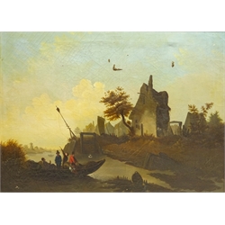  Jules Fo** (19th century): Dutch River Landscape, oil on canvas indistinctly signed 44cm x 60cm  